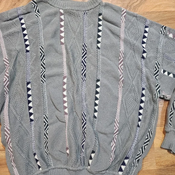 St Croix Knits Gray Sweater Men’s XL Made in USA Textured 3D Cotton - Picture 2 of 6